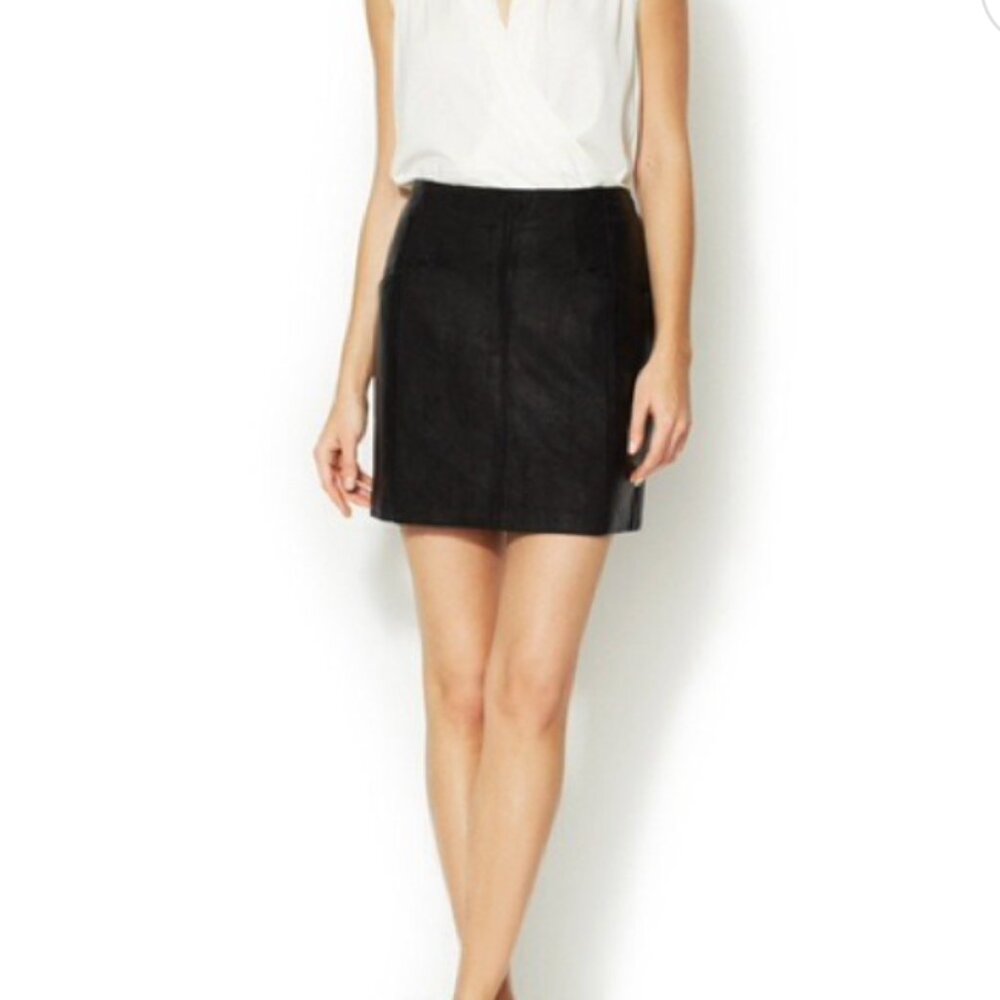 Nanette Lepore Black 100% Leather and Suede Skirt